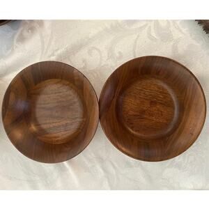 Set of 2 Vintage Walnut Wood Salad Bowls 7”
